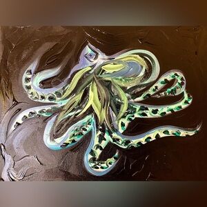Handmade Trippy Painting Art Craft Unique Octopus